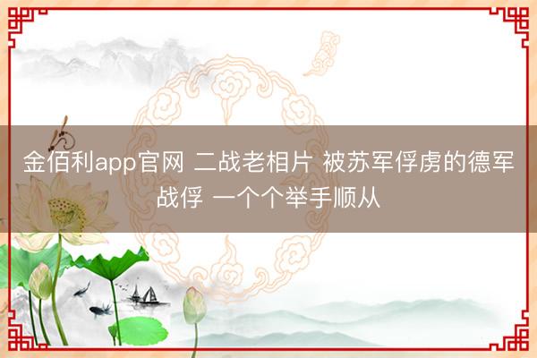 金佰利app官网 二战老相片 被苏军俘虏的德军战俘 一个个举手顺从