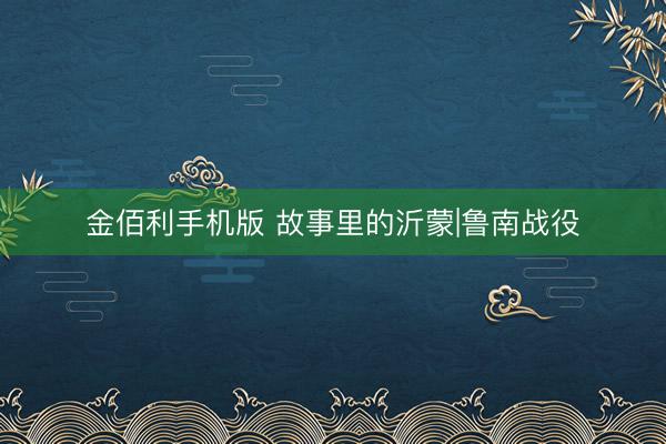 金佰利手机版 故事里的沂蒙|鲁南战役